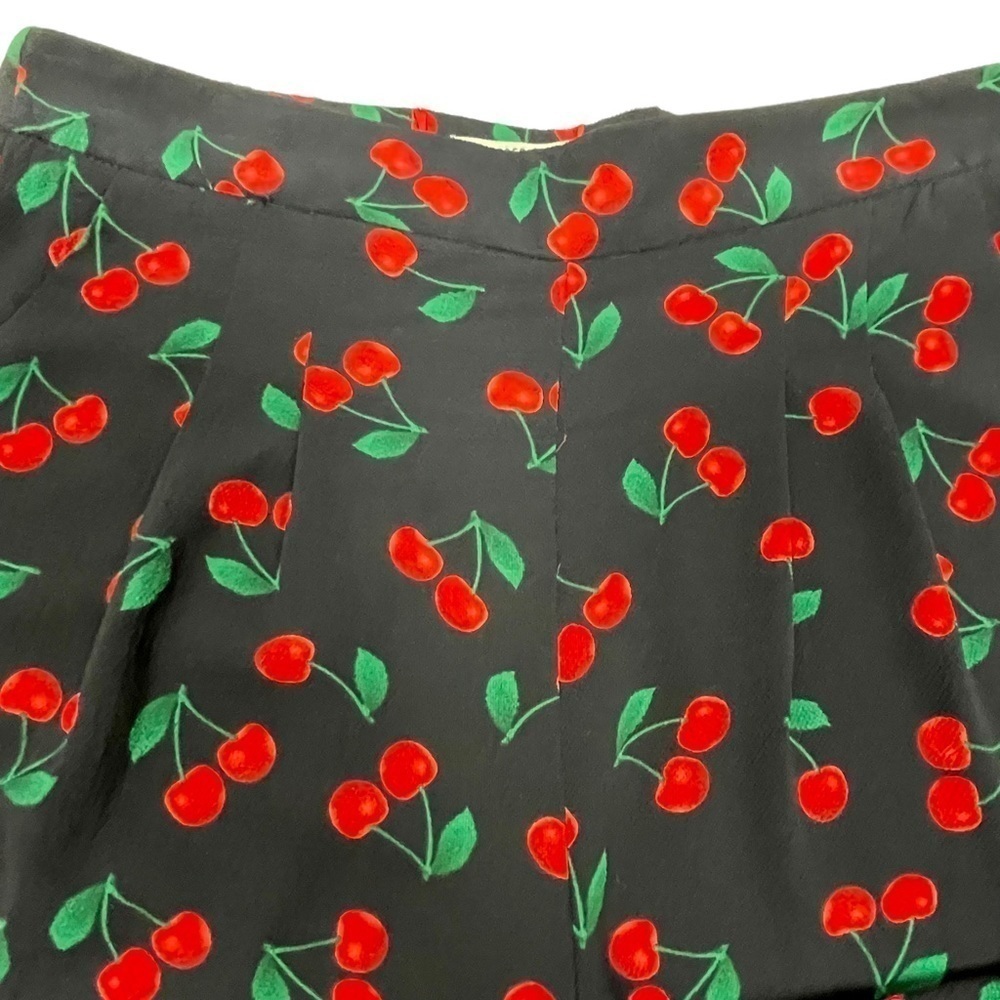 ANTHROPOLOGIE FREE GENERATION CHERRY RUFFLE PEPLUM CAMI HIGH WAISTED SHORT SET - Picture 12 of 16